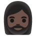 🧔🏿‍♀️ woman: dark skin tone, beard display on Google